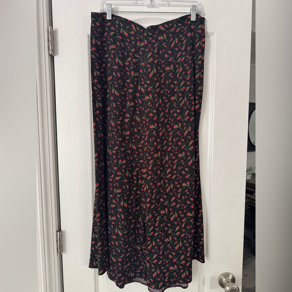 Reformation Black and Red Midi Skirt